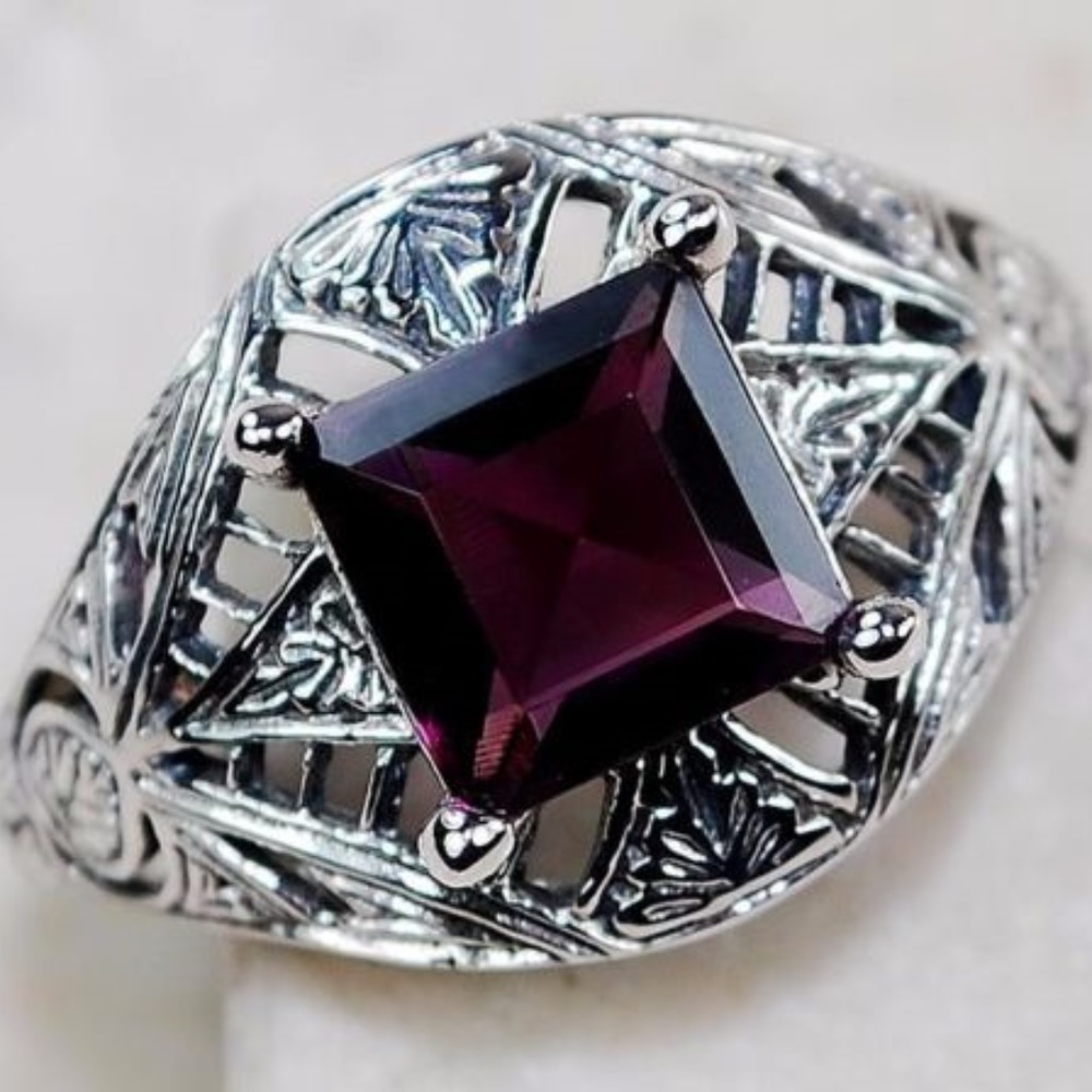 1CT Amethyst .925 Solid Sterling Silver Ring SZ 9